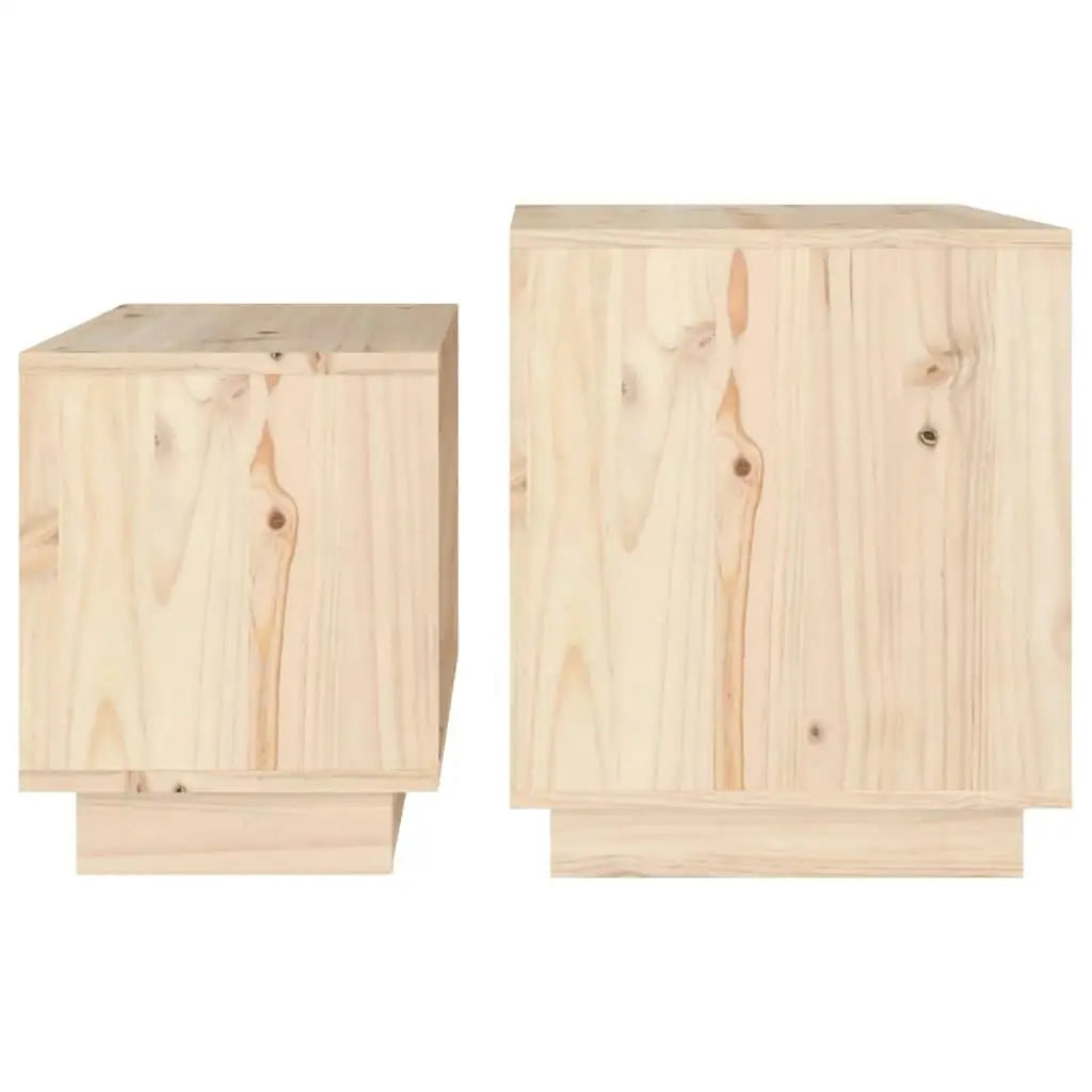 2-Piece Set of Side Tables Made from Solid Pine Wood – Modern Design for the Living Room