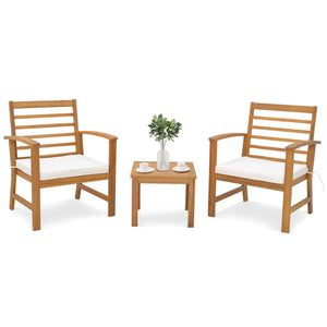 3-Piece Acacia Wood Patio Conversation Set – Outdoor Seating for 2