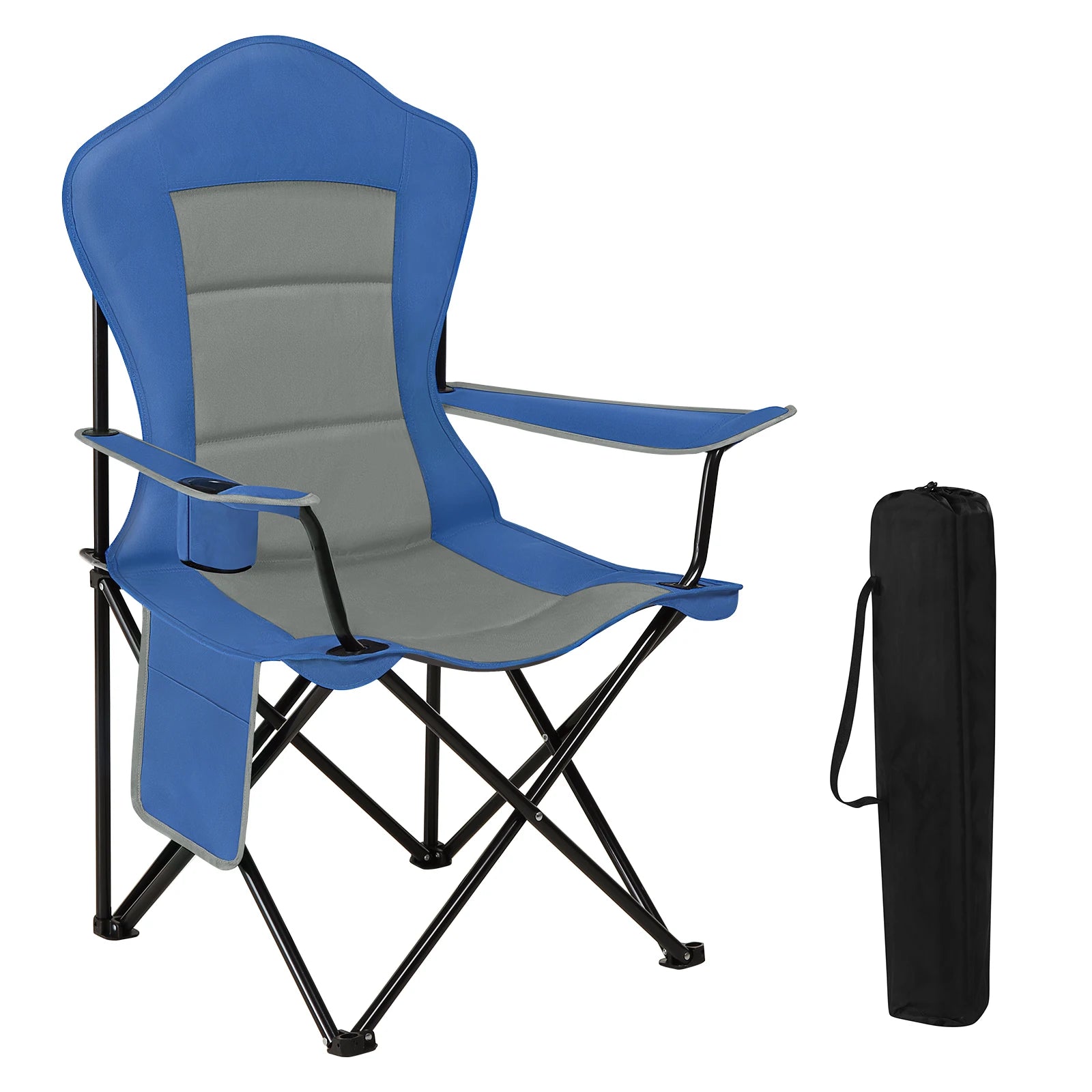 Foldable Lightweight Camping Chair with Side Pocket and Cup Holder