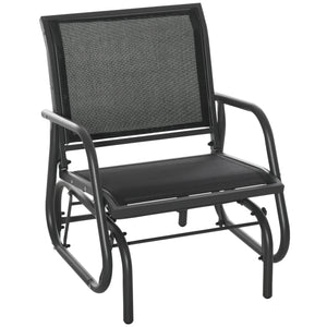 Outdoor Gliding Swing Chair with Mesh Seat, Curved Back, Steel Frame & Armrests